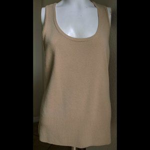 Gap Cashmere Tank Top Sweater Tan Nude Size L Sexy Cut Out Back